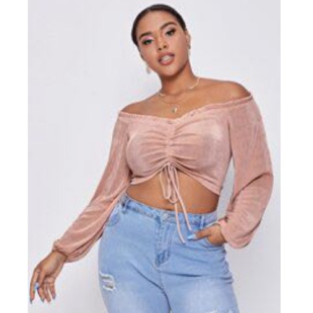 SHEIN Blush Off-Shoulder Crop Top